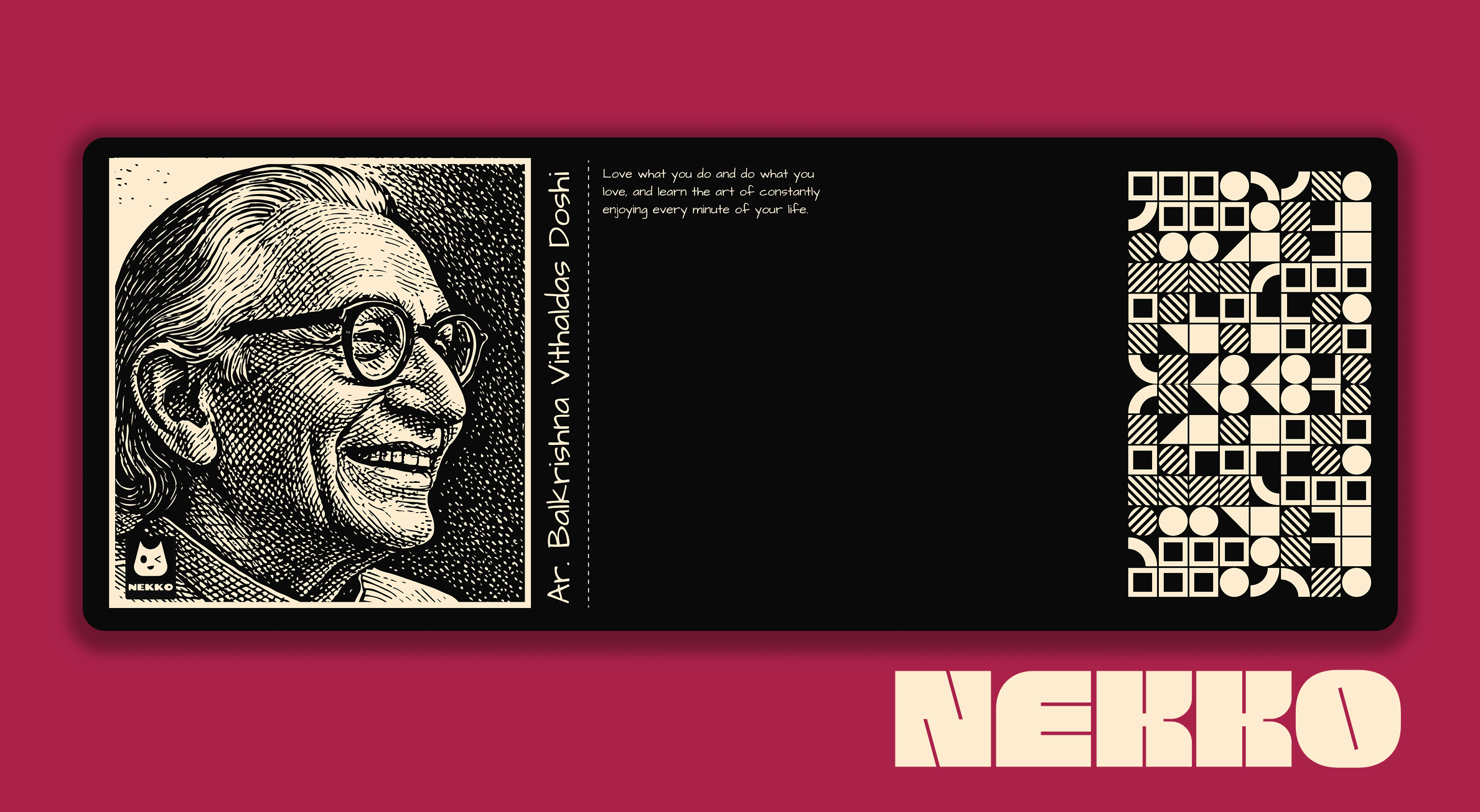 Close-up of Ar. B. V. Doshi desk mat showing high-quality print details