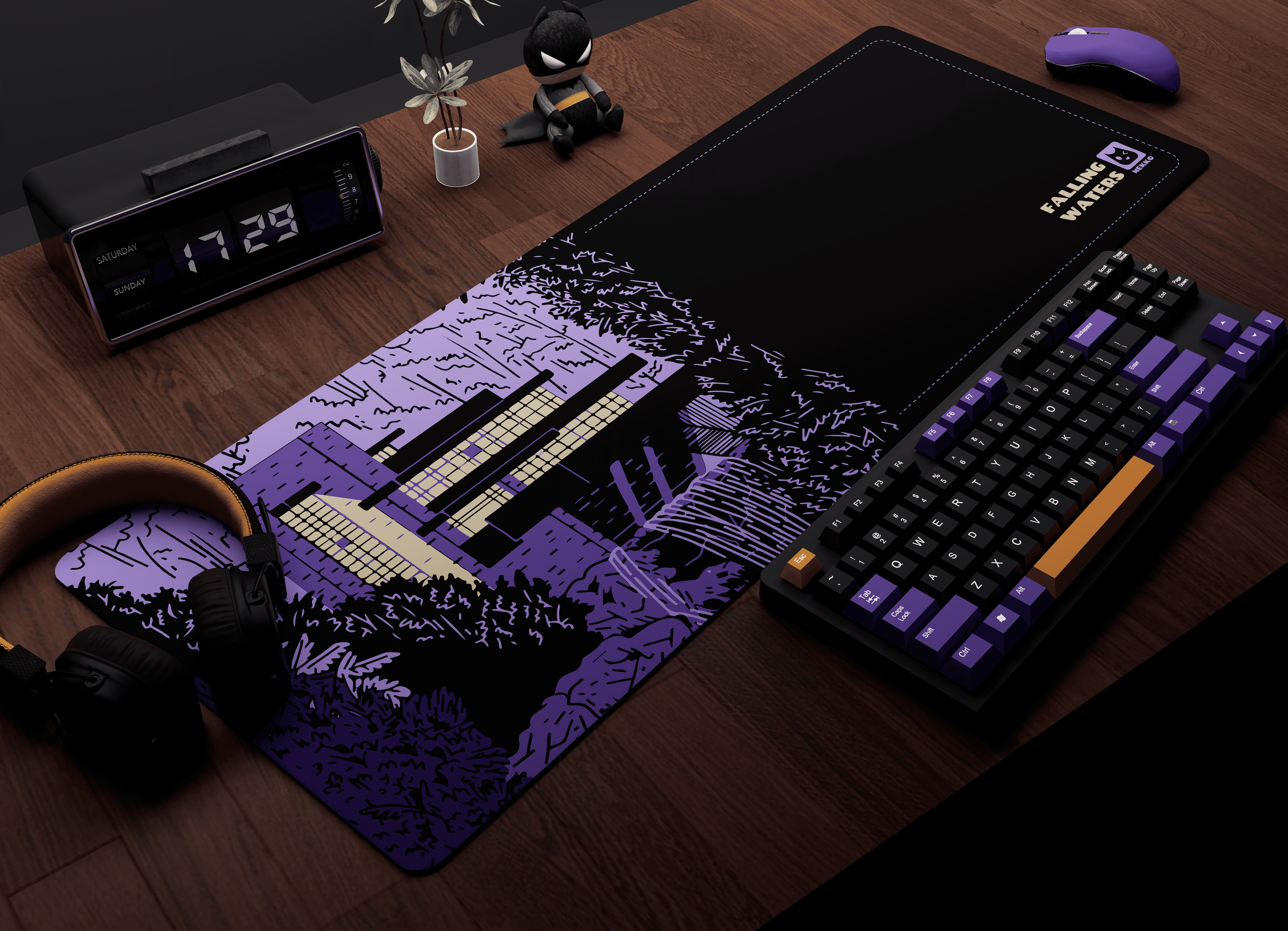 The Falling waters architecture desk mat - full view