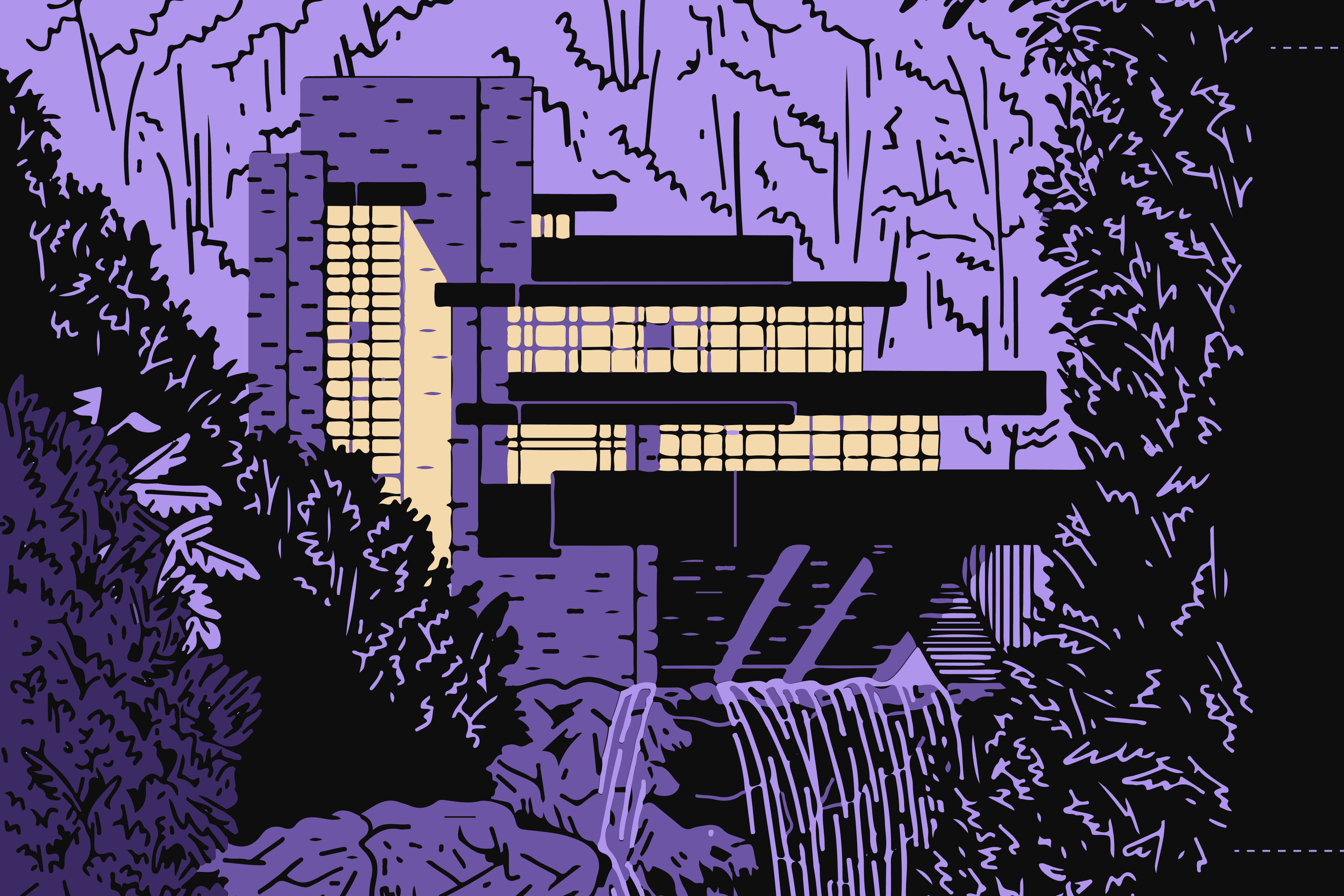 Close-up of The Falling waters desk mat showing high-quality print details