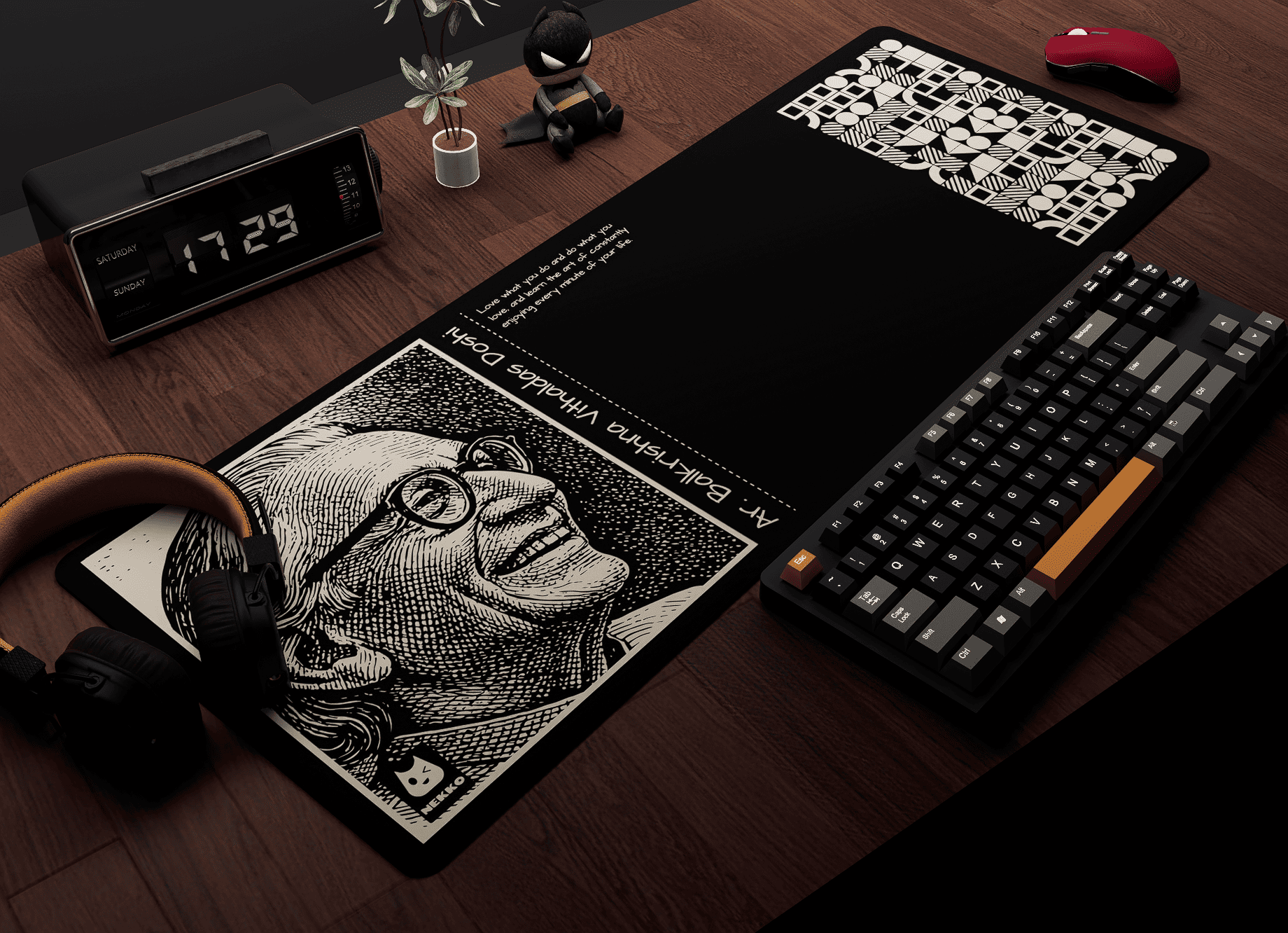 Ar. B. V. Doshi architecture desk mat - full view