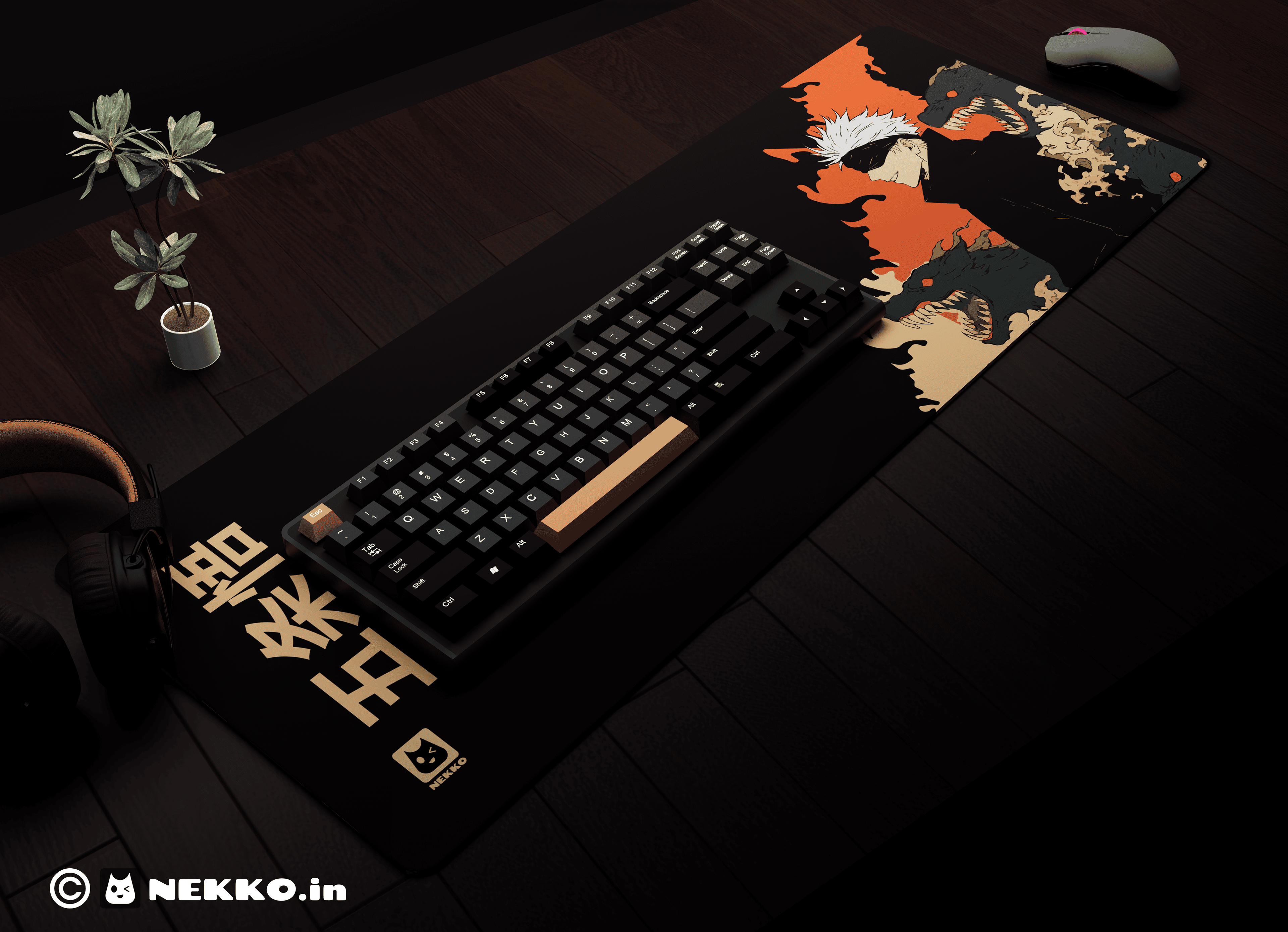 Gojo Satoru- “The honored one” anime desk mat - full view